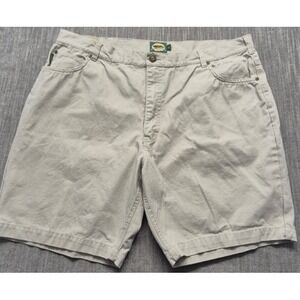 Cabela men's khaki flat front shorts sz 44 100% Cotton pockets